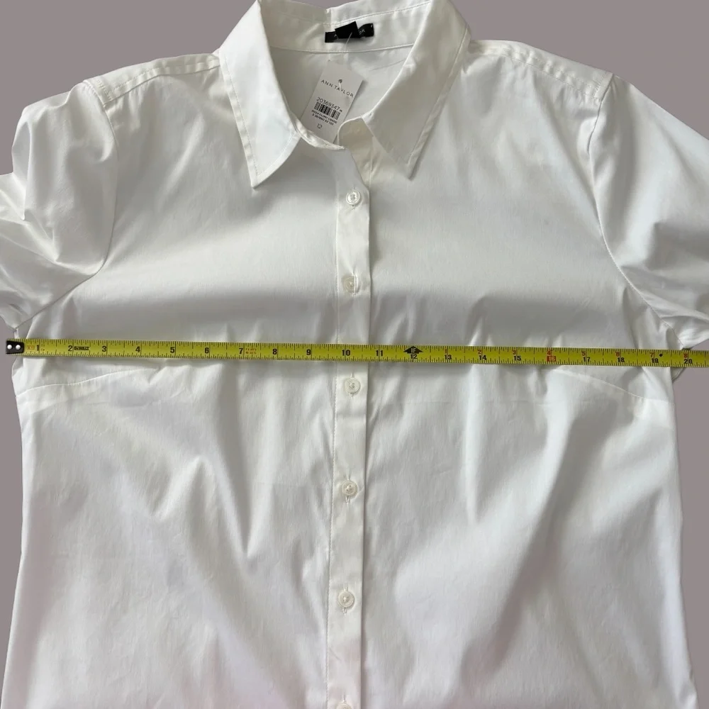 Ann Taylor Perfect Shirt Sz 12 White Long Sleeve Front Buttoned - Picture 9 of 11